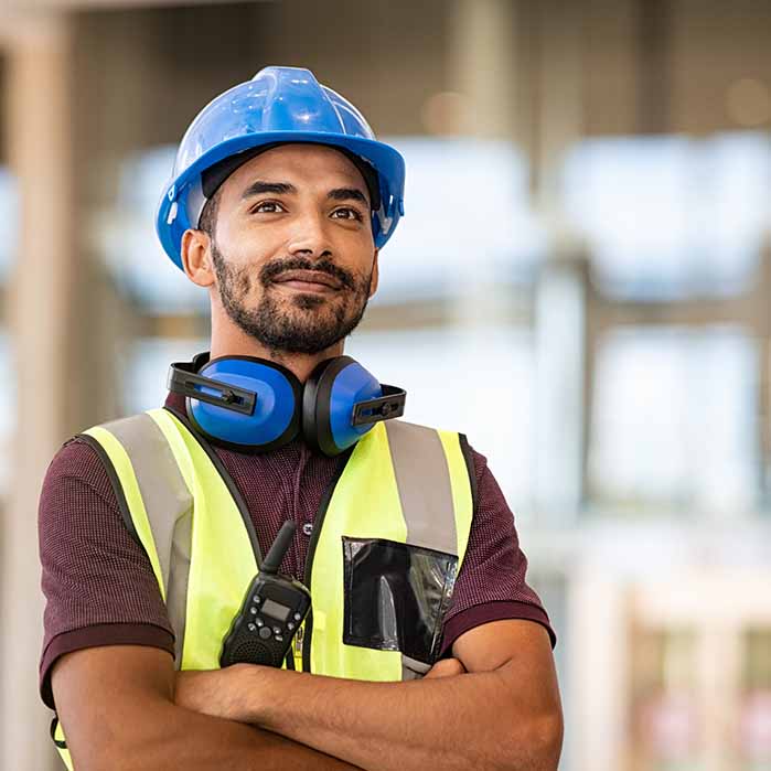 Worker Wearing a Hardhat Worker Wearing a Hardhat